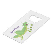 Steekgroene dolle cartoon creditkaart flessenopener (Voorkant Gekanteld)