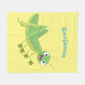 Steekgroene dolle cartoon fleece deken (Voorkant (Horizontaal))