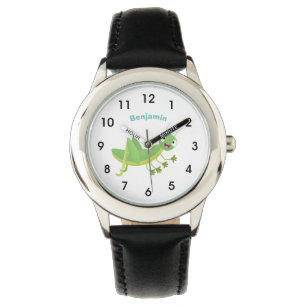 Steekgroene dolle cartoon horloge