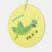 Steekgroene dolle cartoon keramisch ornament (Links)