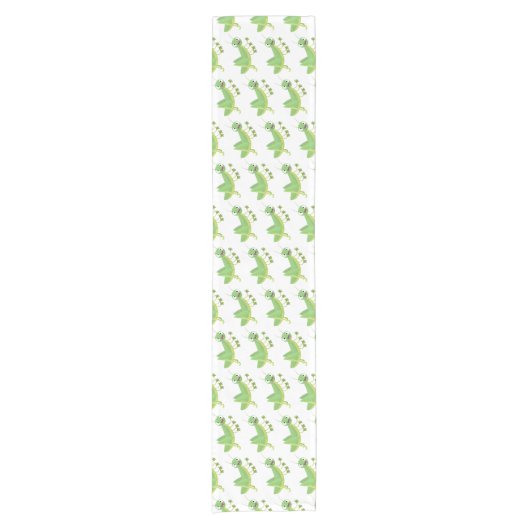 Steekgroene dolle cartoon korte tafelloper (Voorkant)