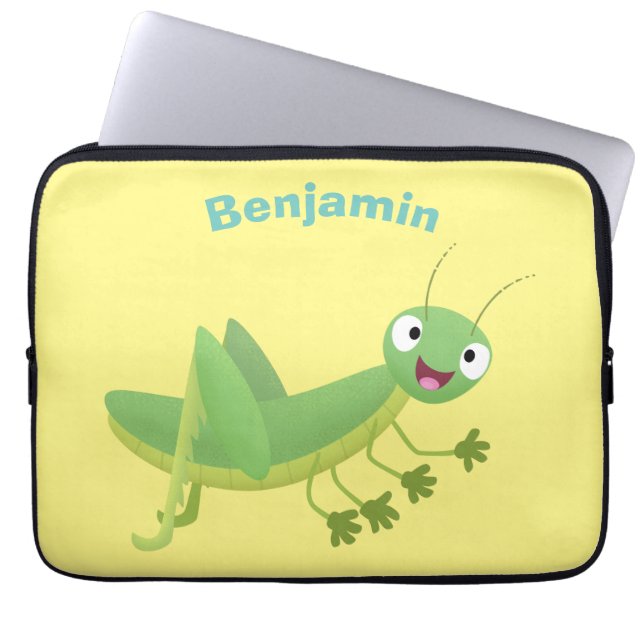 Steekgroene dolle cartoon laptop sleeve (Voorkant)