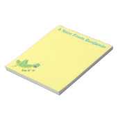 Steekgroene dolle cartoon notitieblok (Linkerzijde)