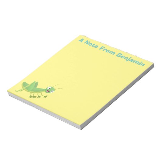 Steekgroene dolle cartoon notitieblok (Linkerzijde)