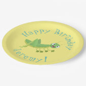 Steekgroene dolle cartoon papieren bordje (Gekanteld)