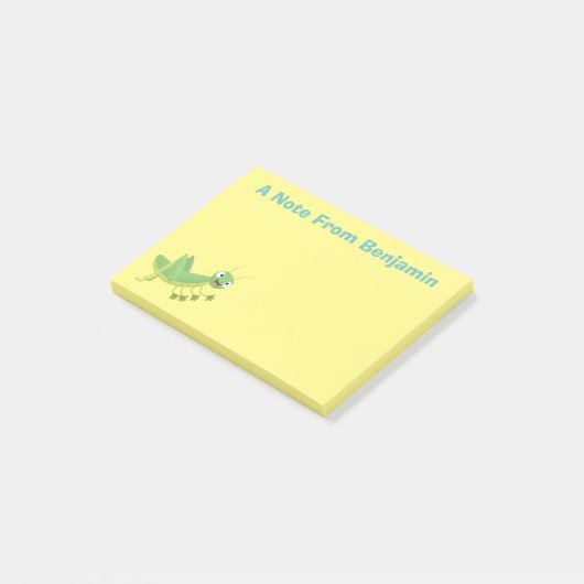 Steekgroene dolle cartoon post-it® notes (Schuin)