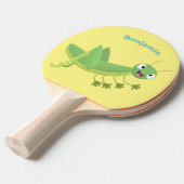 Steekgroene dolle cartoon tafeltennisbatje (Voorkant Gekanteld)