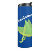 Steekgroene dolle cartoon thermosbeker (Gedraaid links)