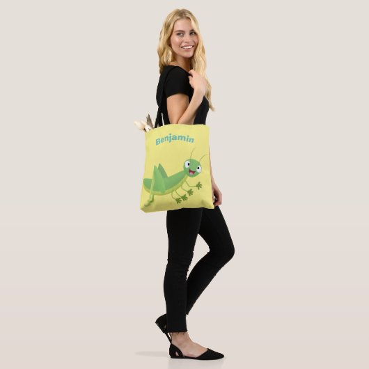 Steekgroene dolle cartoon tote bag (Op model)