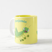 Steekgroene dolle cartoon tweekleurige koffiemok (Voorkant links)