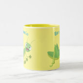 Steekgroene dolle cartoon tweekleurige koffiemok (Center)