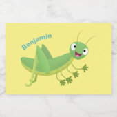 Steekgroene dolle cartoon voedselcontainer etiket (Enkel label)