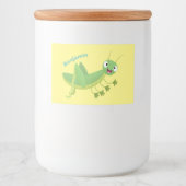 Steekgroene dolle cartoon voedselcontainer etiket (Voorkant)