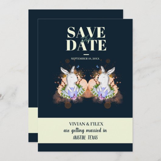 Steekproef donkere groene paasbundel sparen de dat kaart (Voorkant / Achterkant)