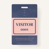 Steekproef Dry Navy Blue Barcode Visitor Kaart Badge (Voorkant)