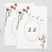 Steekproef Elegant Wildbloemen Tabel Nummer Kaart (Voorkant / Achterkant)