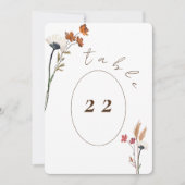 Steekproef Elegant Wildbloemen Tabel Nummer Kaart (Voorkant)