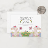 Steekproef Floral en Bunny Cute Hartelijk dank Notitiekaartje (Voorkant / Achterkant in situ)