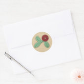 Steekproef Holly Sprig Faux Felt & Embroidery Ronde Sticker (Envelop)