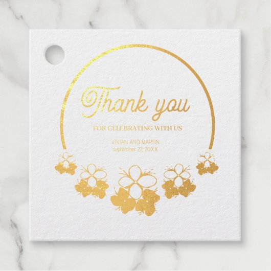Steekproef Klassieke Cirkel Mini Flower Dank u Bedankjes Labels (Voorkant)