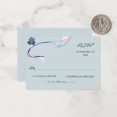 Steekproef klassieke paarse, groene RSVP Notitiekaartje (Voorkant / Achterkant in situ)