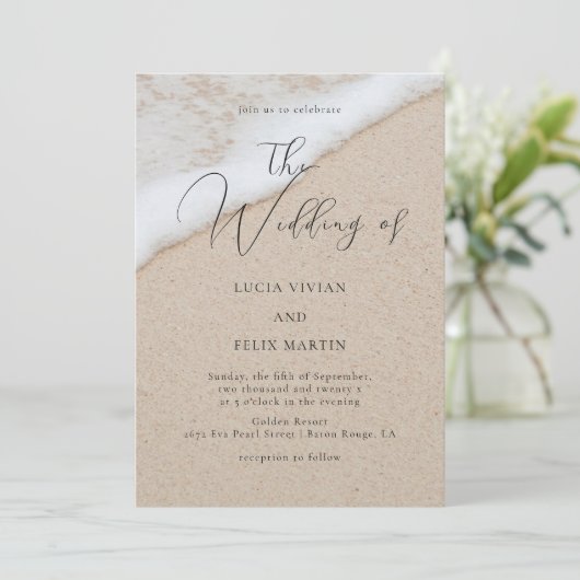 Steekproef Moderne Witte Oceaangolven & Zandhuweli Kaart (Staand voorkant)