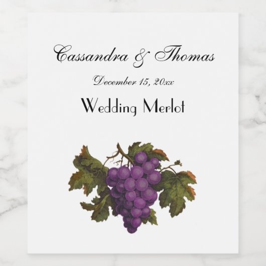 Steekproef Paarse Grafieken DIY Kleurachtergrond Wijn Etiket (Enkel label)