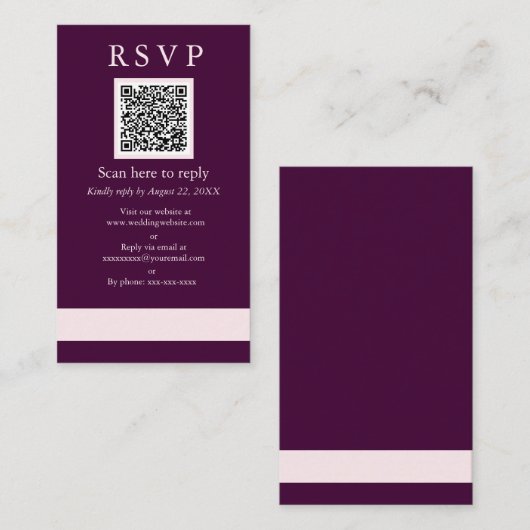 Steekproef Royal Crimson Wedding QR RSVP Informatiekaartje (Voorkant / Achterkant)