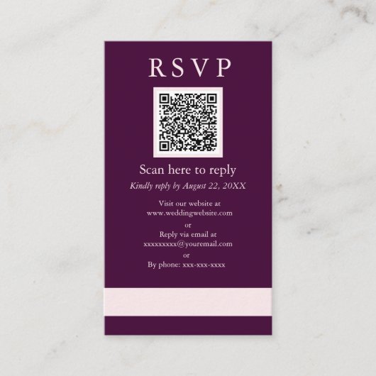 Steekproef Royal Crimson Wedding QR RSVP Informatiekaartje (Voorkant)