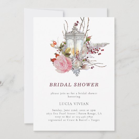 Steekproef Rustieke Bloemen Rozen & Lantaarn Vrijg Kaart (Voorkant)