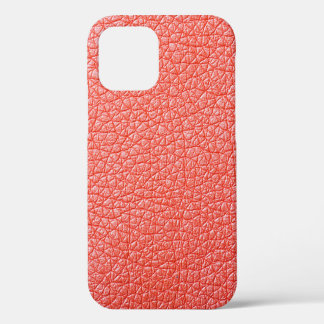Steekproef van oranje lederbekleding iPhone 12 hoesje