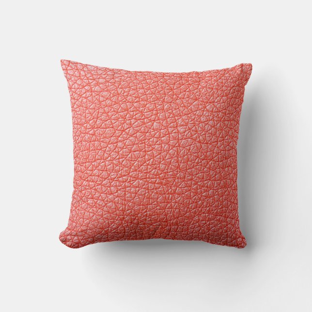 Steekproef van oranje lederbekleding kussen (Voorkant)