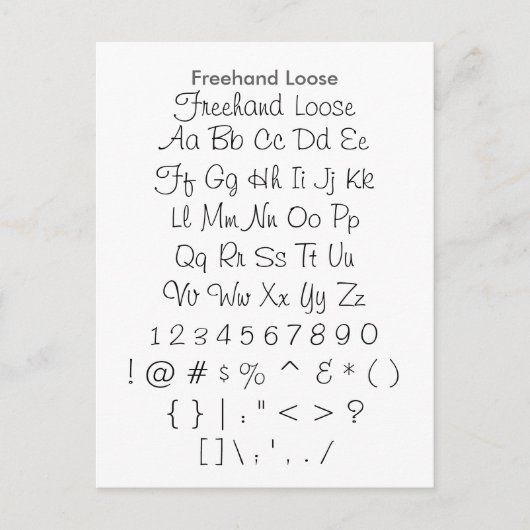 Steekproefblad voor Freehand Losse - Zazzle-letter Briefkaart (Voorkant)
