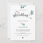 Steekproefkalligrafie Eucalyptus verlaat bruiloft Kaart (Voorkant)