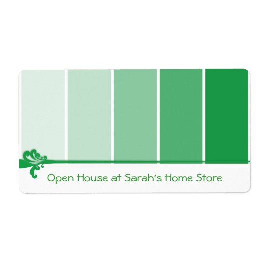 Steekproeven met heldere groene verf etiket (Voorkant)