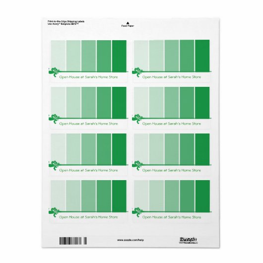 Steekproeven met heldere groene verf etiket (Full Sheet)