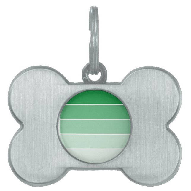 Steekproeven met heldere groene verf huisdieren naamplaatje (voorkant)