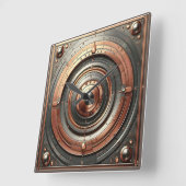 steel and copper metal object vierkante klok (Hoek)