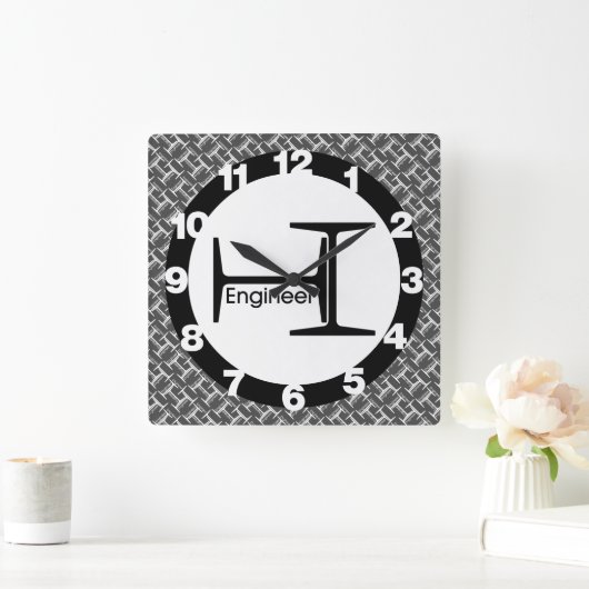 Steel Beam Engineer Pattern Vierkante Klok (Huis)