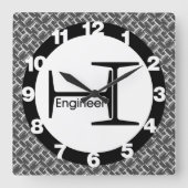 Steel Beam Engineer Pattern Vierkante Klok (Voorkant)