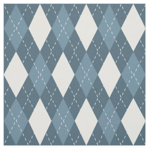 Steel Blue and White Argyle Pattern Stof