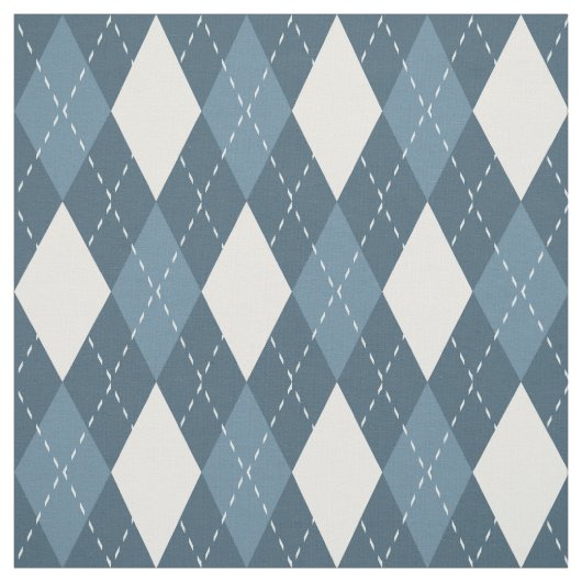 Steel Blue and White Argyle Pattern Stof (Swatch)