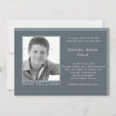 Steel Blue Bar Mitzvah fotouitnodiging Kaart (Voorkant)