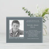 Steel Blue Bar Mitzvah fotouitnodiging Kaart (Staand voorkant)
