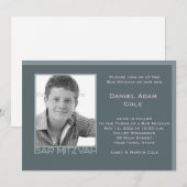 Steel Blue Bar Mitzvah fotouitnodiging Kaart (Voorkant / Achterkant)