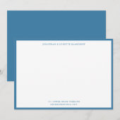 Steel Blue Classic Border Flat Note Card Notitiekaartje (Voorkant / Achterkant)