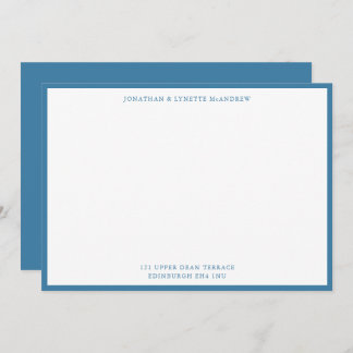 Steel Blue Classic Border Flat Note Card Notitiekaartje