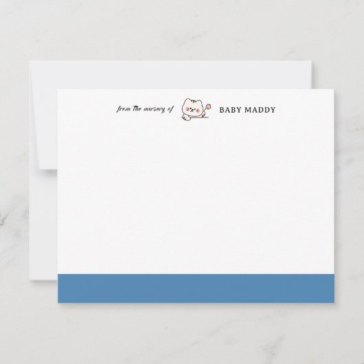 Steel Blue | Cute Cat Nursery Stationery Note Card Kaart (Voorkant)