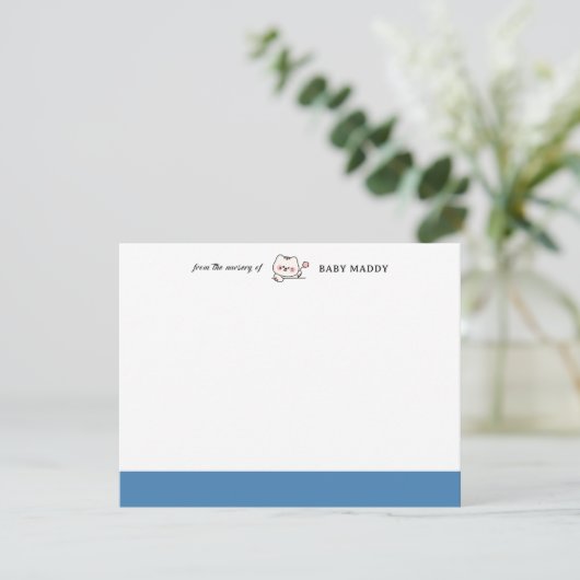 Steel Blue | Cute Cat Nursery Stationery Note Card Kaart (Staand voorkant)