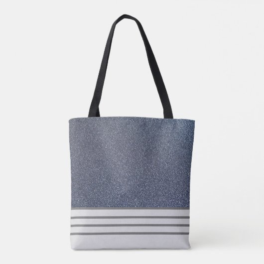 Steel Blue Glitter Monogrammed Tote Bag (Achterkant)